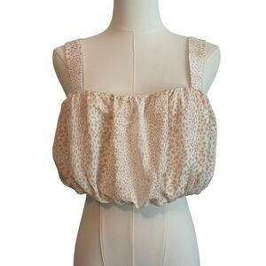 Y2K Forever 21 Crop Top Size Medium Romantic Ruffle Bubble Pleated Milkmaid Tank